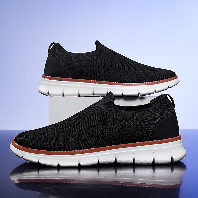 Męskie wsuwane sneakersy z oddychającej dzianiny - Czarny