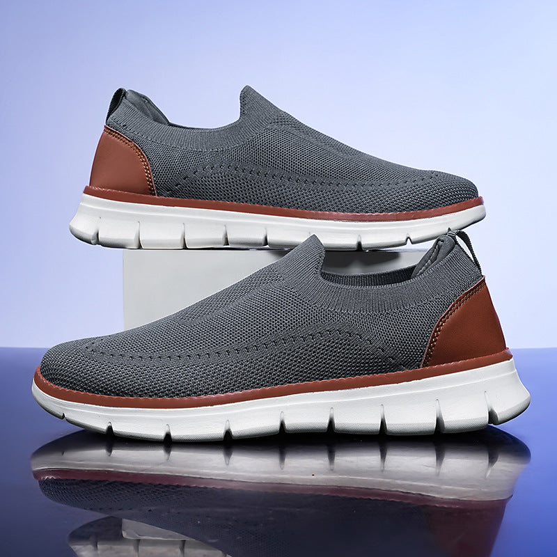 Męskie wsuwane sneakersy z oddychającej dzianiny - Szary