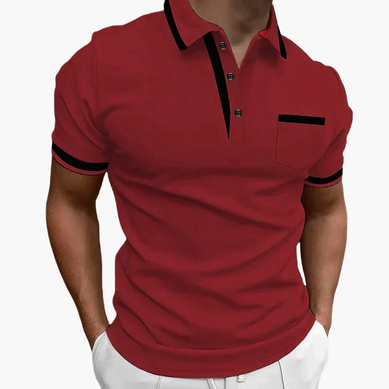 Męska koszulka polo Modern Fit z czarnymi kontrastowymi detalami - Czerwony