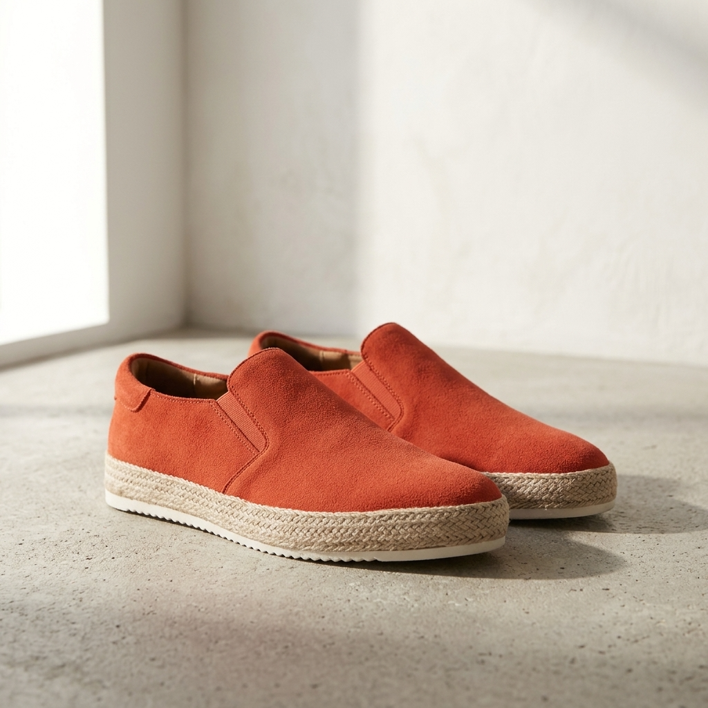 Eleganckie męskie espadryle wsuwane z syntetycznego zamszu - Pomarańczowy