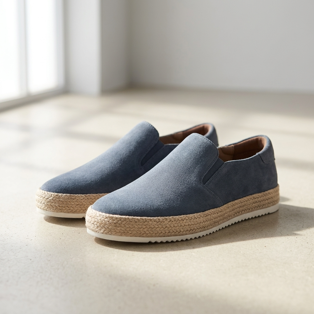 Eleganckie męskie espadryle wsuwane z syntetycznego zamszu - Ciemnoszary
