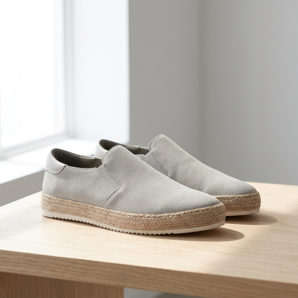 Eleganckie męskie espadryle wsuwane z syntetycznego zamszu - Szary