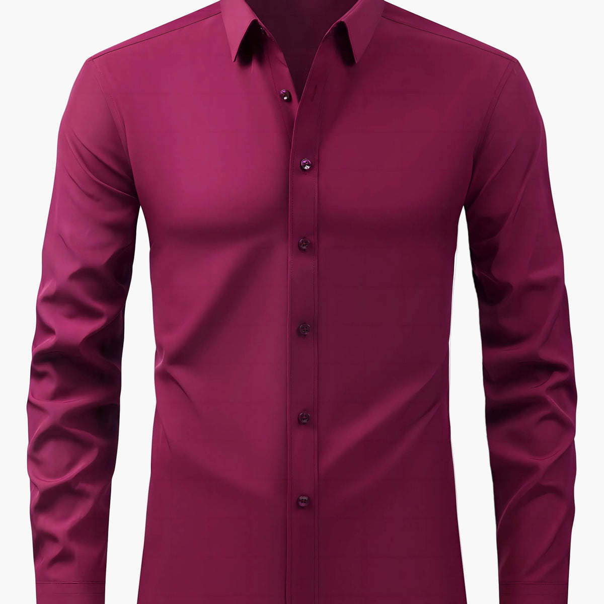 Męska koszula z długim rękawem o kroju Slim Fit - Burgund