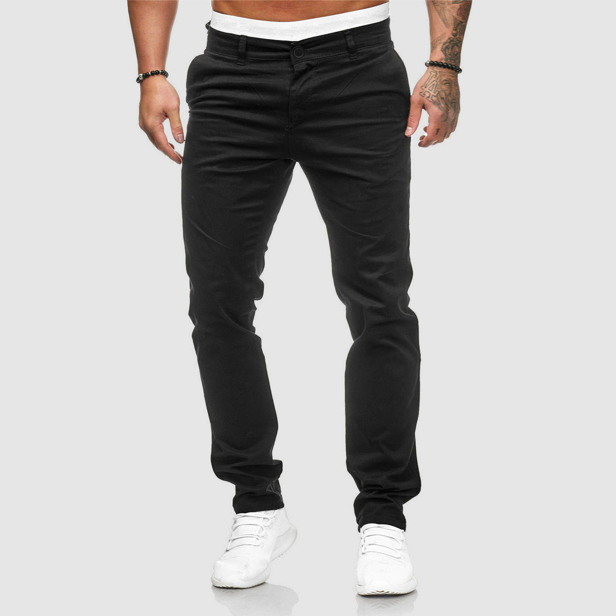 Męskie chinosy o dopasowanym kroju slim fit - Czarny