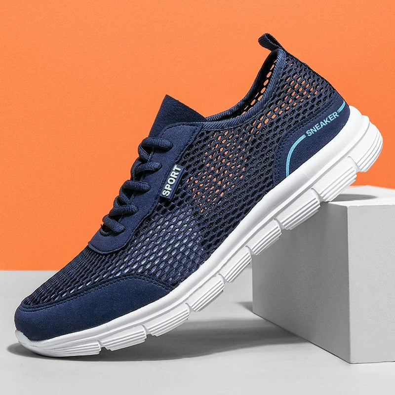Lekkie męskie buty sportowe z oddychającą siateczką - Niebieski