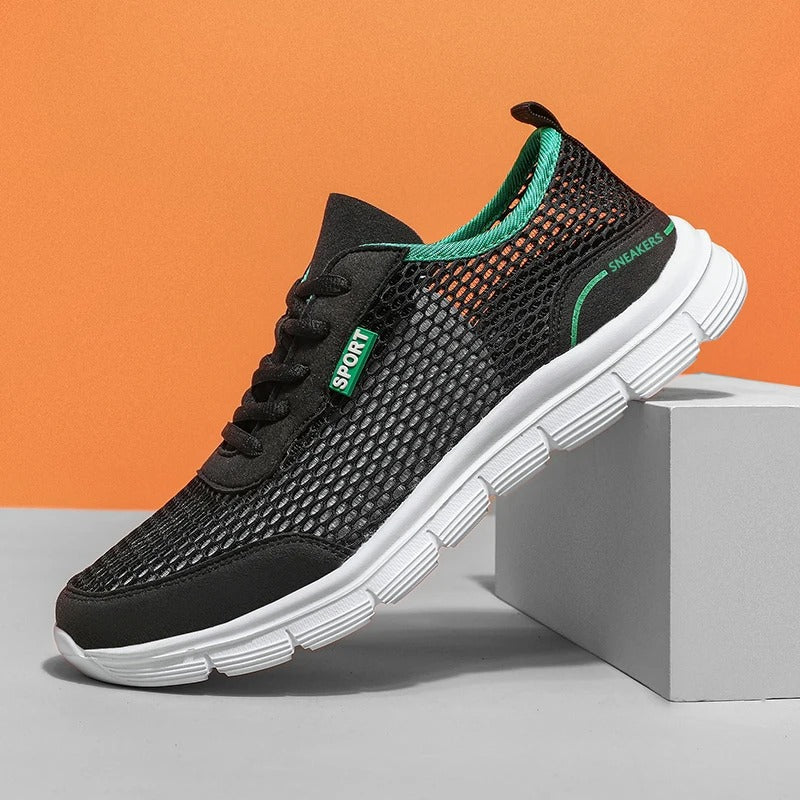 Lekkie męskie buty sportowe z oddychającą siateczką - Czarny