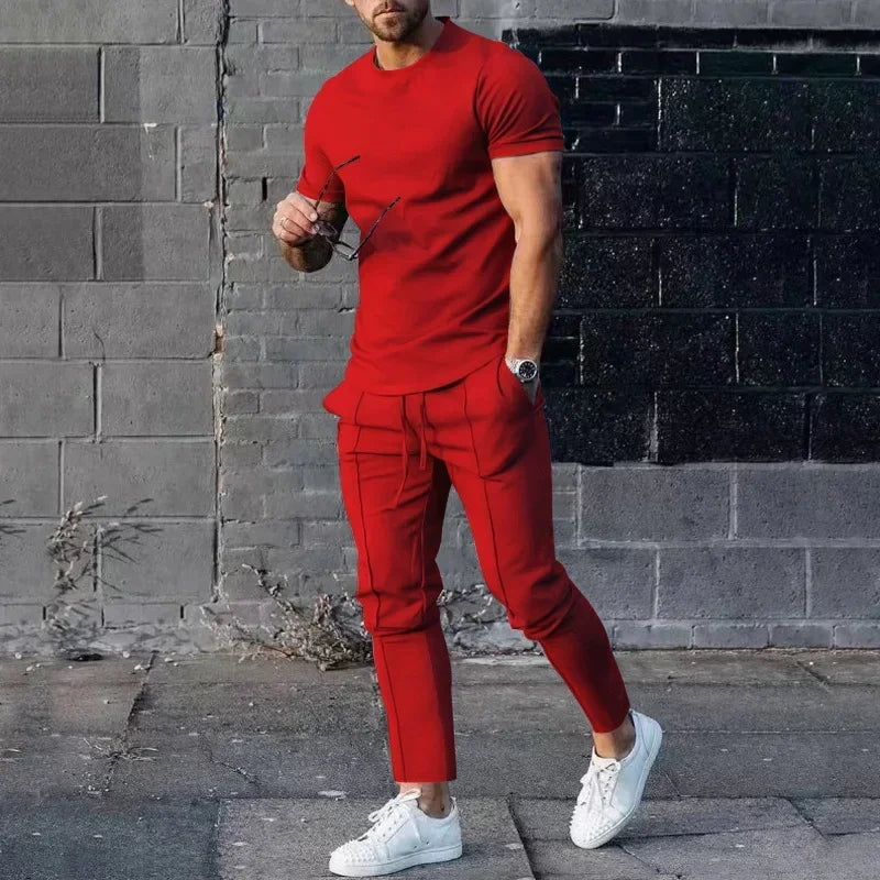 Męski dwuczęściowy komplet casualowy o kroju slim fit