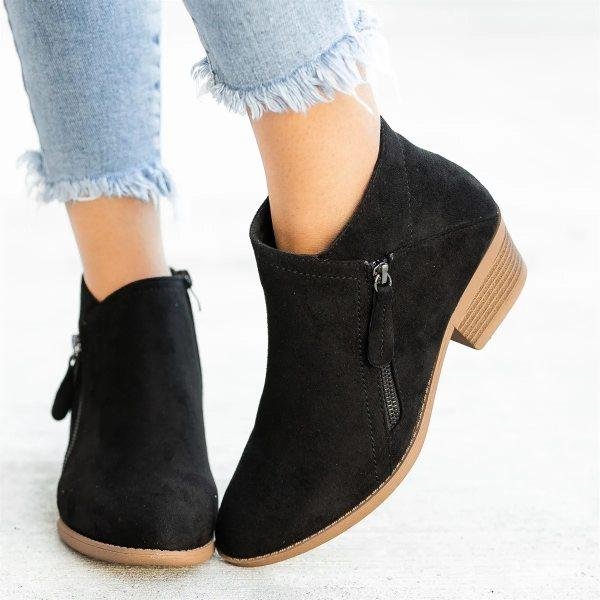 Ocieplane damskie botki na jesień – wygodne, eleganckie i stabilne - Czarny