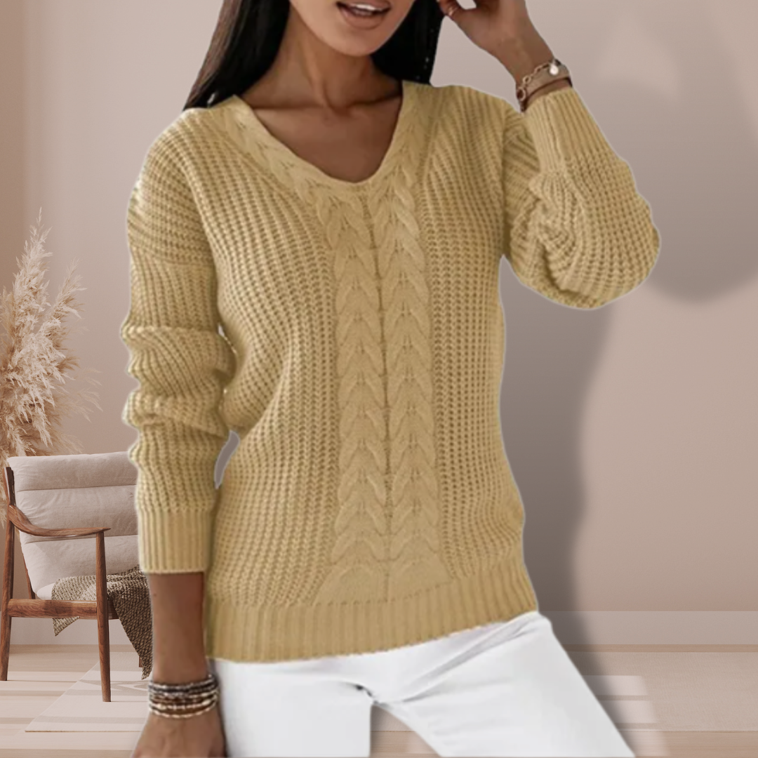 Damski sweter łączący wygodę i elegancki styl - Morelowy