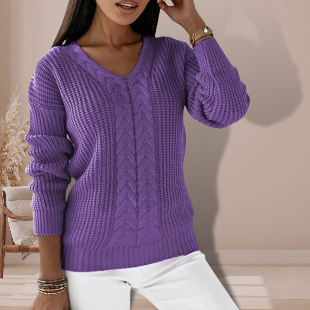 Damski sweter łączący wygodę i elegancki styl - Fioletowy