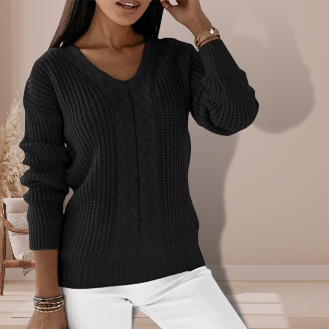 Damski sweter łączący wygodę i elegancki styl - Czarny