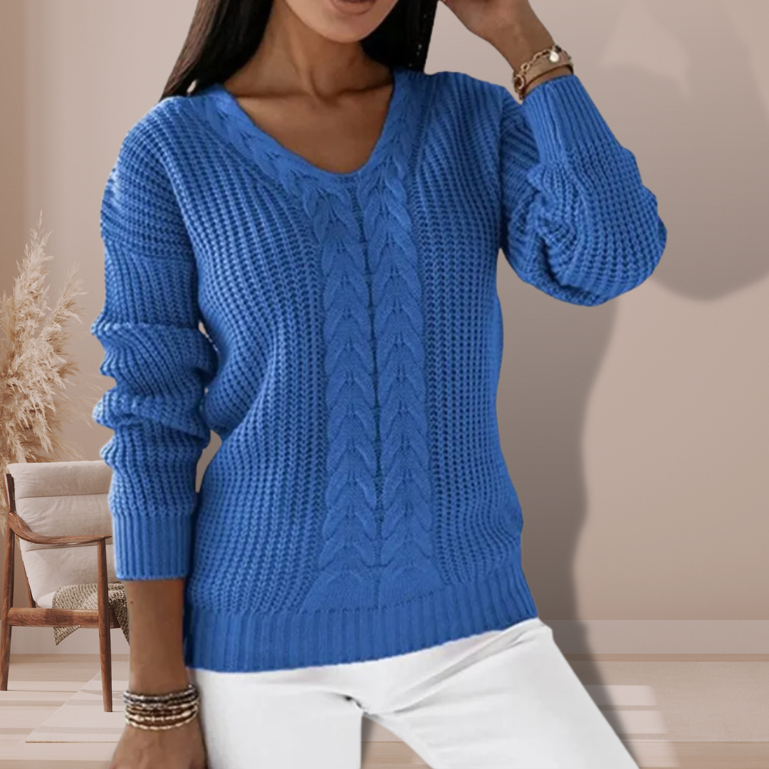 Damski sweter łączący wygodę i elegancki styl - Niebieski