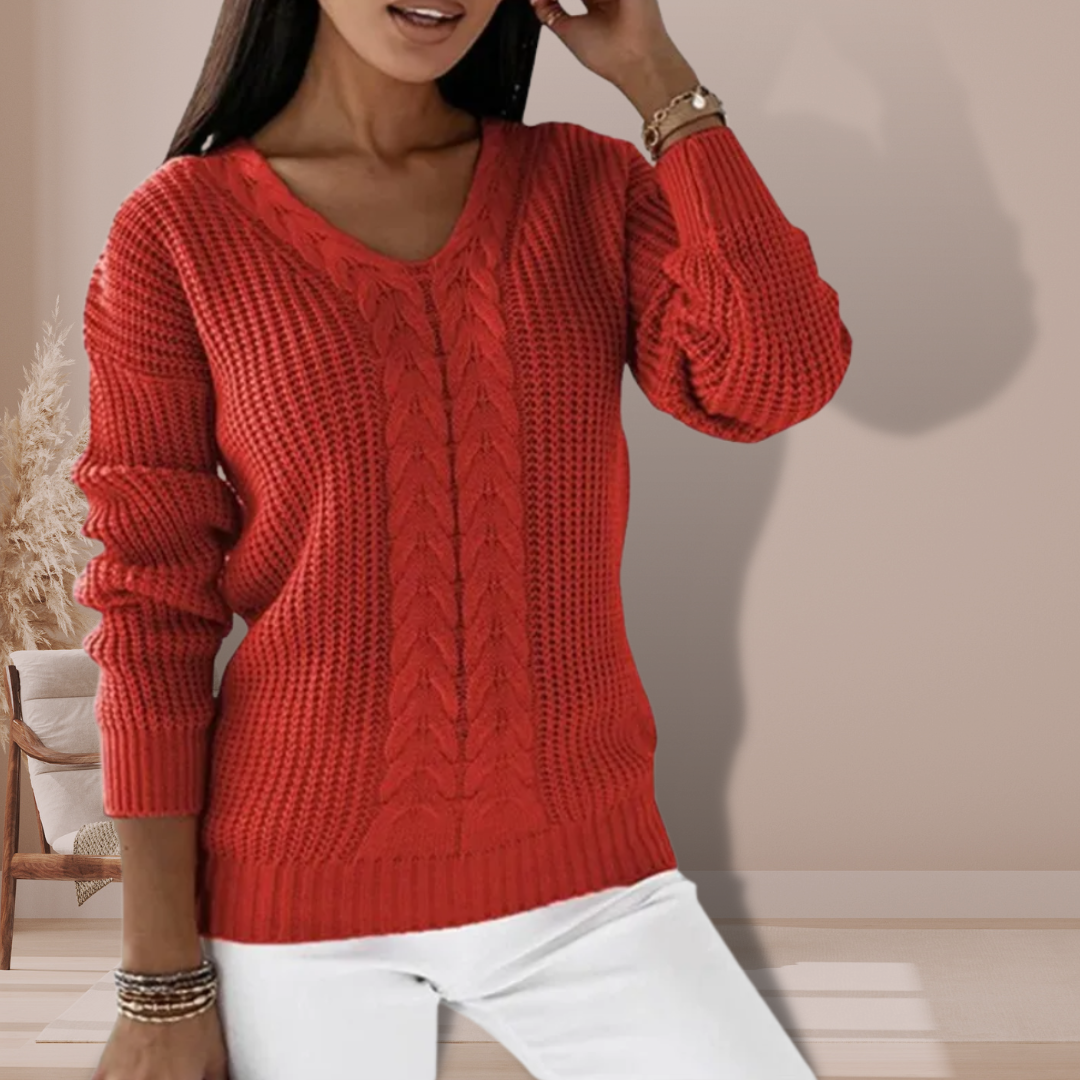 Damski sweter łączący wygodę i elegancki styl - Czerwony