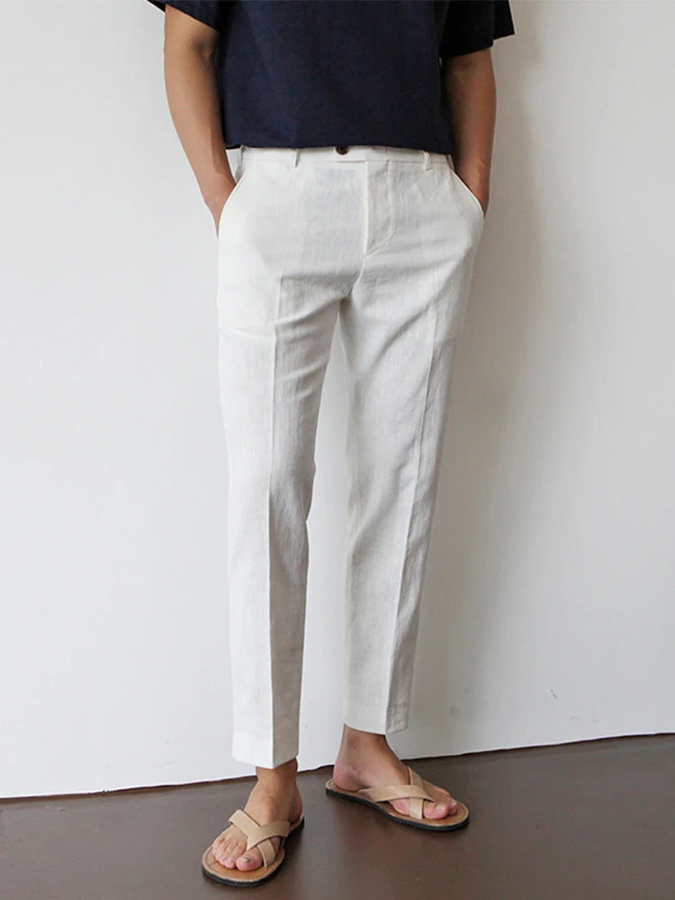 Męskie spodnie slim fit ze zwężaną nogawką - Biały