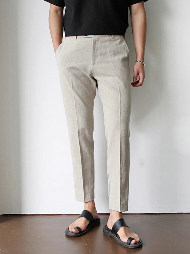 Męskie spodnie slim fit ze zwężaną nogawką - Beżowy
