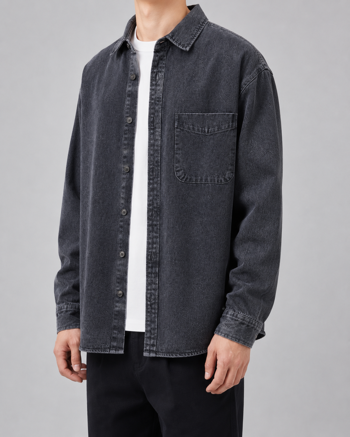 Bawełniany męski overshirt denimowy o luźnym fasonie
