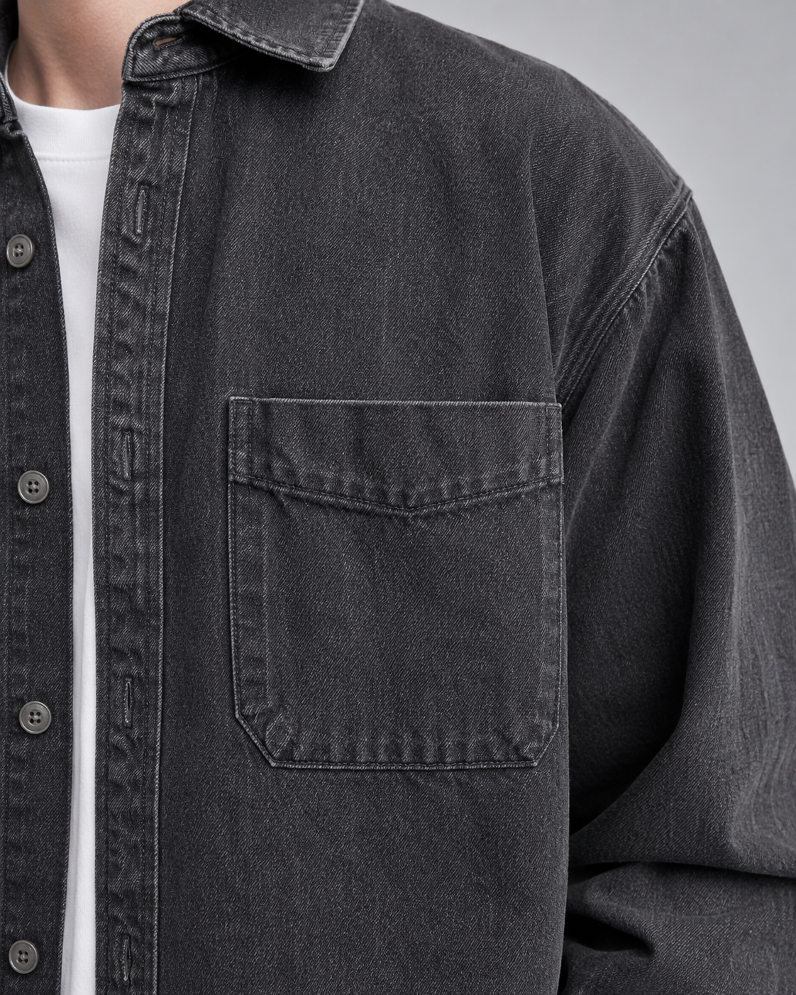 Bawełniany męski overshirt denimowy o luźnym fasonie
