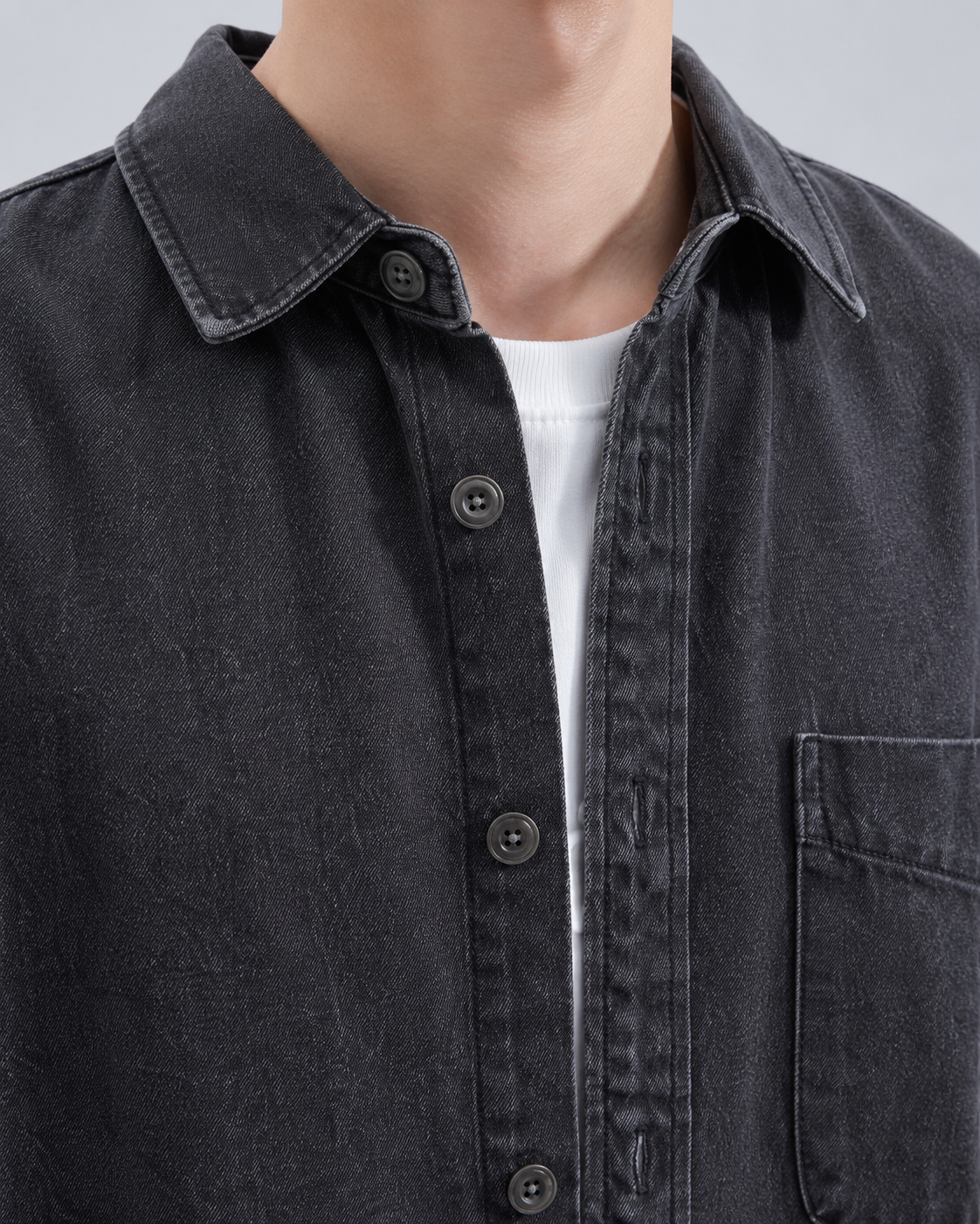 Bawełniany męski overshirt denimowy o luźnym fasonie