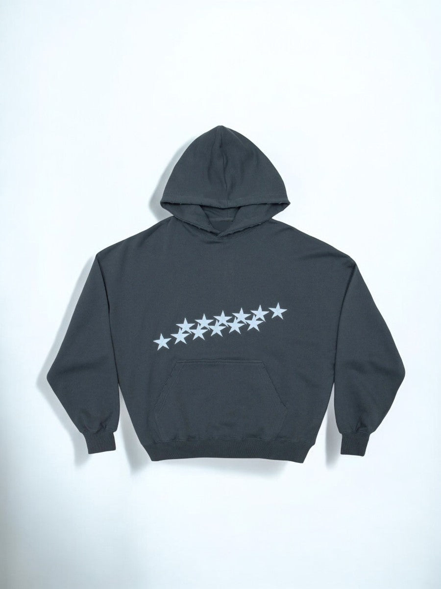 Hoodie oversize w gwiazdy w stylu streetwear - Ciemnoszary
