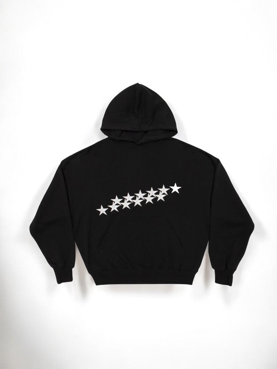Hoodie oversize w gwiazdy w stylu streetwear - Czarny