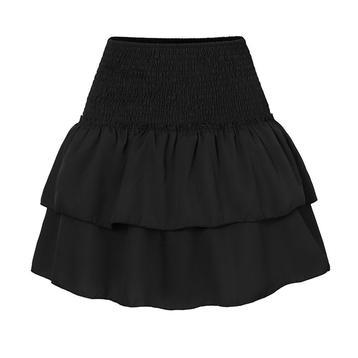 Lekka spódnica mini z wszytymi spodenkami - Czarny