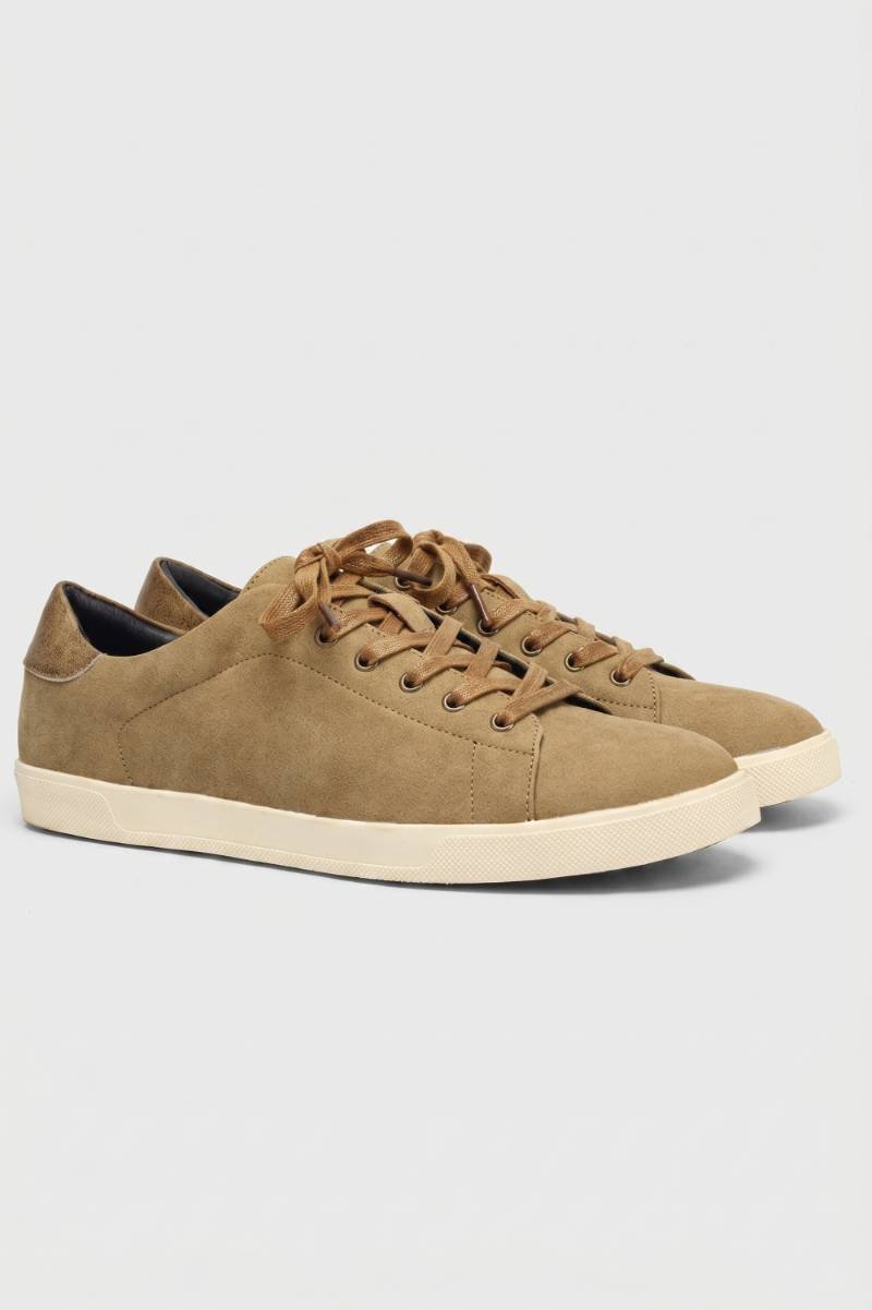 Męskie sznurowane sneakersy casual z miękką wyściółką - Taupe