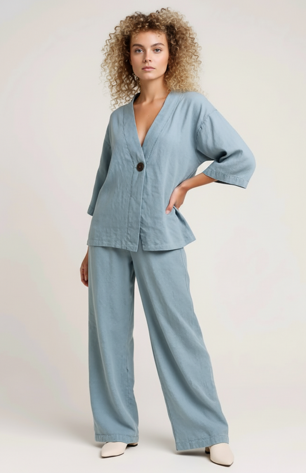 Dwuczęściowy zestaw loungewear o luźnym kroju - Rosaria Jasnoniebieski